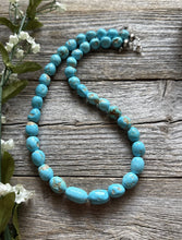 Load image into Gallery viewer, Chunky Sleeping Beauty Turquoise Sterling Silver Nuggets Bead Necklace 18 inch