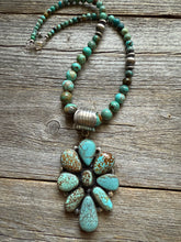 Load image into Gallery viewer, Navajo sterling silver number 8 turquoise  pendant necklace Ky