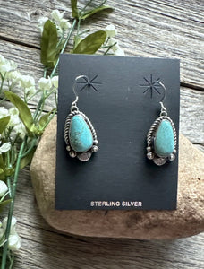 Navajo Native American Sterling Silver Turquoise Earrings KY