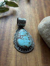 Load image into Gallery viewer, Navajo Sterling Silver Number 8 Turquoise Handmade Pendant Etta Enditto Gift
