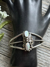 Load image into Gallery viewer, Vintage Pawn Navajo Sterling Silver Opal Cuff Bracelet MC