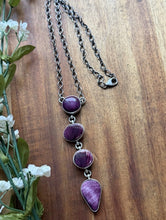 Load image into Gallery viewer, Navajo Sterling Silver Purple Spiny Oyster Lariat Chain Necklace C Shorty