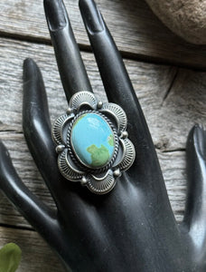 Native American 925 Sterling Silver Turquoise Ring. Size 7.5 GP Gift