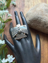 Load image into Gallery viewer, Navajo Sterling Silver Thunderbird Stamped Adjustable Ring Sunshine Reeves