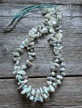 Load image into Gallery viewer, Vintage Native American Sterling Silver White Shell Turquoise Bead Necklace 26”