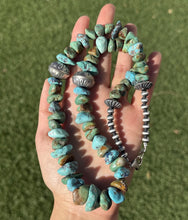 Load image into Gallery viewer, Sterling Silver Blue Green Turquoise Nuggets Pearls Bead Necklace 24 inch Gift