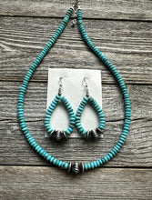 Load image into Gallery viewer, Sterling Silver Blue Turquoise Bead Necklace W Earrings Set. Gift 18 Inch
