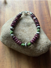 Load image into Gallery viewer, Purple Spiny Oyster Sonoran Gold Turquoise Sterling Silver Pearls Bead Bracelet
