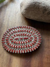 Load image into Gallery viewer, Navajo Sterling Silver Red Coral Pin Cluster Pendant DMW