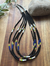 Load image into Gallery viewer, Sterling Silver Multi Strand Stone Black Onyx Bead Necklace. 22 Inch
