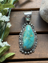 Load image into Gallery viewer, Navajo Native American Sterling Silver Turquoise Pendant. Etta E Gift