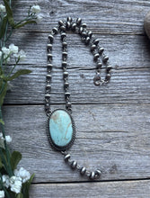 Load image into Gallery viewer, Navajo 925 Sterling Silver Royston Turquoise Pendant Rosary Necklace. 20 Inch KY