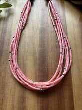 Load image into Gallery viewer, Sterling Silver Multi Strand Pink Coral Pearls Bead Necklace 22 inch Gift