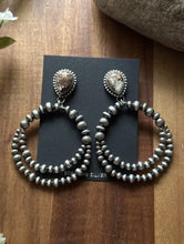 Load image into Gallery viewer, Navajo Sterling Silver Wild Horse Pearl Double Loop Earrings Etta E