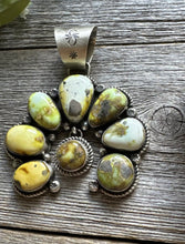 Load image into Gallery viewer, Navajo Sterling Silver Green Palomino Turquoise Naja Pendant Handmade KY
