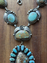 Load image into Gallery viewer, Navajo Sterling Silver Blue Green Royston Turquoise Lariat Cluster Necklace CY
