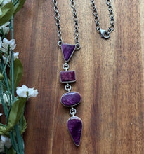 Load image into Gallery viewer, Navajo Sterling Silver Purple Spiny Oyster Lariat Chain Necklace C Shorty