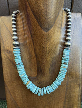 Load image into Gallery viewer, Sterling Silver Blue Turquoise W Pearls Bead Necklace. 18 inch