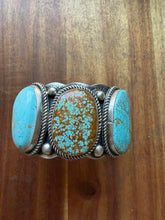 Load image into Gallery viewer, Navajo sterling silver number 8 turquoise cuff bracelet