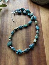 Load image into Gallery viewer, Sterling Silver Turquoise Nuggets Multi Stone Bead Necklace. 18 inch