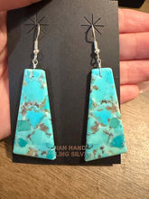 Load image into Gallery viewer, Navajo sterling silver turquoise slab earrings