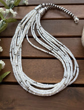 Load image into Gallery viewer, Sterling Silver Multi Strand MOP Mother Of Pearl Bead Necklace 26 inch