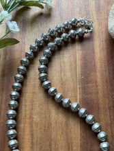 Load image into Gallery viewer, Sterling Silver 10mm Stamped Pearls Bead Necklace. 14 Inch