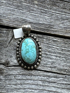 Navajo Sterling Silver Turquoise Pendant. Elouise Richards