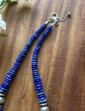 Load image into Gallery viewer, Sterling Silver Graduated Lapis Bead Necklace. 18 inch. Gift