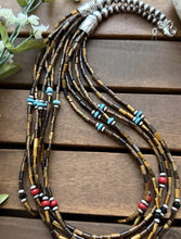 Load image into Gallery viewer, Sterling Silver Multi Strand Stone Tigers Eye Pearls Bead Necklace 24 Inch