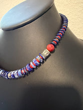 Load image into Gallery viewer, Sterling silver lapis coral bead necklace 18 inch