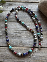 Load image into Gallery viewer, Sterling Silver Pearls Multi Stone Round Bead Necklace 30 inch