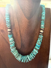 Load image into Gallery viewer, Sterling silver graduated blue turquoise bead necklace 18 inch