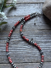 Load image into Gallery viewer, Southwestern Sterling Silver Red Spiny Oyster Pearls Bead Necklace 18 inch