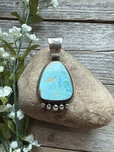 Load image into Gallery viewer, Navajo Sterling Silver Blue Royston Turquoise Pendant. RY Gift