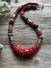 Load image into Gallery viewer, Tommy &amp; Rosita Singer T R Sterling Silver Multi Stone Red Coral Bead Necklace 20