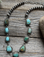 Load image into Gallery viewer, Navajo Sterling Silver Royston Turquoise Chain Lariat Bead Necklace K Yazzie