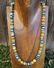 Load image into Gallery viewer, Sterling Silver Bumblebee Jasper Turquoise W Pearls Bead Necklace. 22 inch