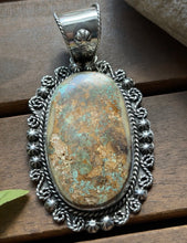 Load image into Gallery viewer, Navajo Sterling Silver Green Royston Turquoise Pendant. Etta E Gift