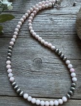 Load image into Gallery viewer, Sterling Silver 6mm Pink Conch Round Bead W Pearls Necklace. 18 inch