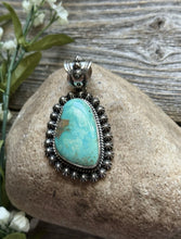 Load image into Gallery viewer, Navajo Native American Sterling Silver Turquoise Pendant H Happy Piasso Gift