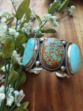 Load image into Gallery viewer, Navajo sterling silver number 8 turquoise cuff bracelet