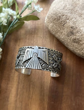 Load image into Gallery viewer, Tsosie White TO Sterling Silver Thunderbird Cuff Bracelet Navajo Gift