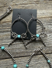 Load image into Gallery viewer, Bow Sterling Silver Turquoise 4mm Pearls Bead Necklace Earrings Bracelet Set