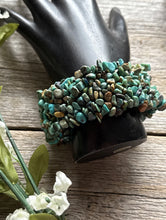 Load image into Gallery viewer, Blue Turquoise Nuggets 7 Inch Stretch Elastic Stretchy Bead Bracelet Gift