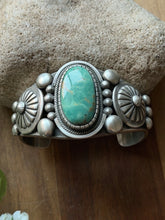 Load image into Gallery viewer, Navajo Native Sterling Silver Green Turquoise Cuff Bracelet Martinez