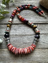 Load image into Gallery viewer, Tommy &amp; Rosita Singer T R Sterling Silver Red Spiny Oyster Bead Necklace 28”