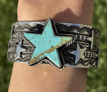 Load image into Gallery viewer, Sunshine Reeves 925 Sterling Silver Star Stamped Cuff Bracelet Native American