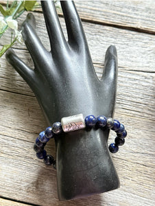Kokopelli Lapis 7 Inch Stretch Stretchy Elastic Bead Bracelet Gift