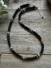 Load image into Gallery viewer, Sterling Silver Black Onyx W Pearls Bead Necklace. 18 inch. Gift